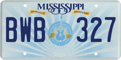 MS license plate BWB327