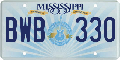 MS license plate BWB330