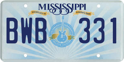 MS license plate BWB331