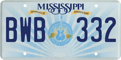 MS license plate BWB332