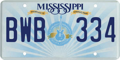 MS license plate BWB334