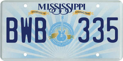 MS license plate BWB335