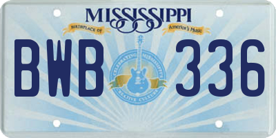 MS license plate BWB336