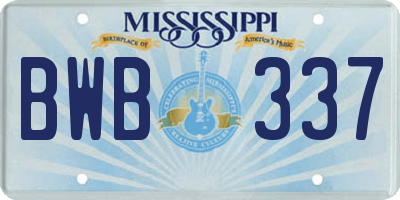 MS license plate BWB337
