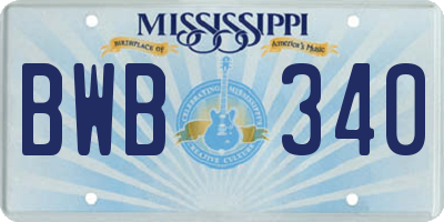 MS license plate BWB340