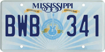 MS license plate BWB341