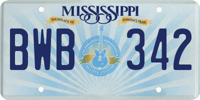 MS license plate BWB342