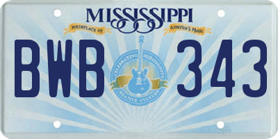 MS license plate BWB343