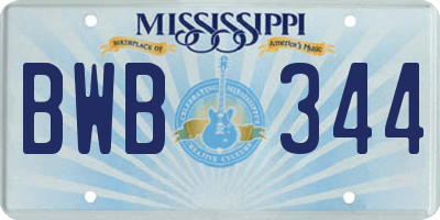 MS license plate BWB344