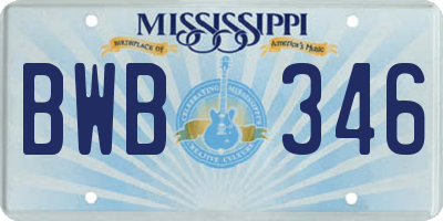 MS license plate BWB346