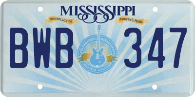 MS license plate BWB347