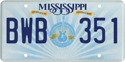 MS license plate BWB351