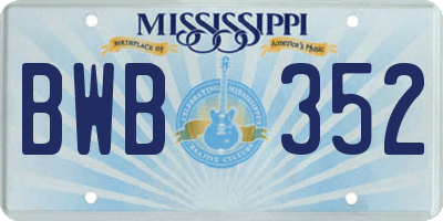 MS license plate BWB352