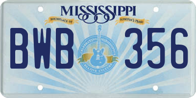 MS license plate BWB356