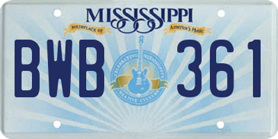 MS license plate BWB361