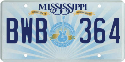 MS license plate BWB364