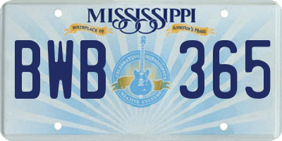 MS license plate BWB365
