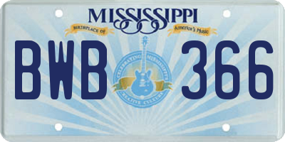 MS license plate BWB366