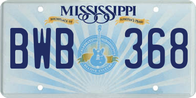 MS license plate BWB368