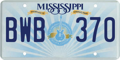 MS license plate BWB370