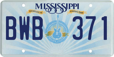 MS license plate BWB371