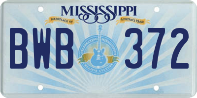MS license plate BWB372