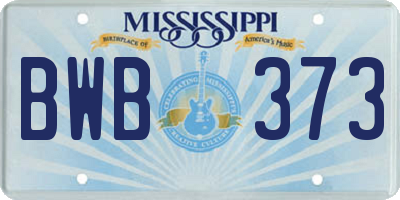 MS license plate BWB373