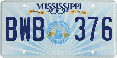 MS license plate BWB376