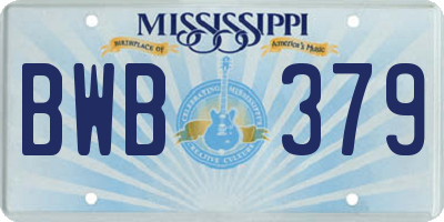MS license plate BWB379