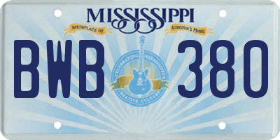 MS license plate BWB380