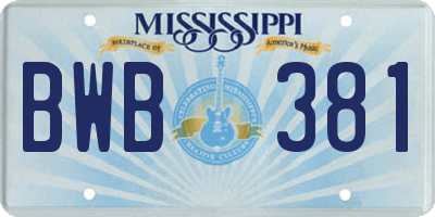 MS license plate BWB381