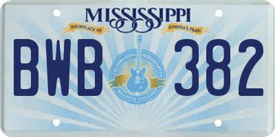 MS license plate BWB382