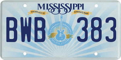 MS license plate BWB383
