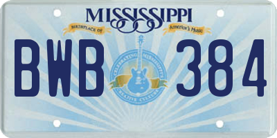 MS license plate BWB384