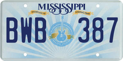 MS license plate BWB387