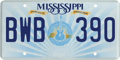 MS license plate BWB390