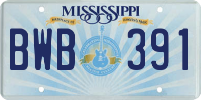MS license plate BWB391