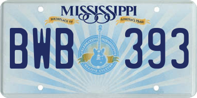 MS license plate BWB393