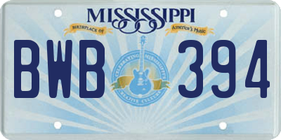 MS license plate BWB394