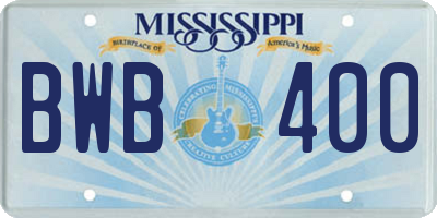 MS license plate BWB400
