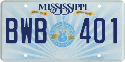 MS license plate BWB401