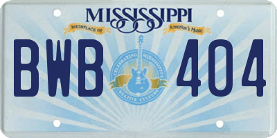 MS license plate BWB404