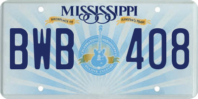 MS license plate BWB408