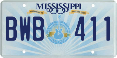 MS license plate BWB411