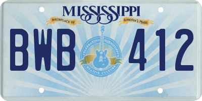 MS license plate BWB412