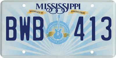 MS license plate BWB413