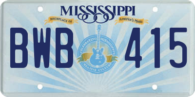 MS license plate BWB415