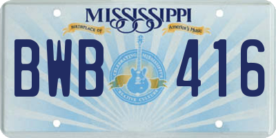 MS license plate BWB416