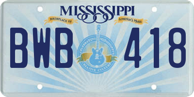 MS license plate BWB418