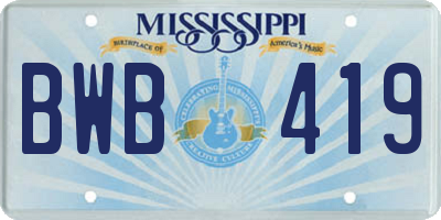 MS license plate BWB419